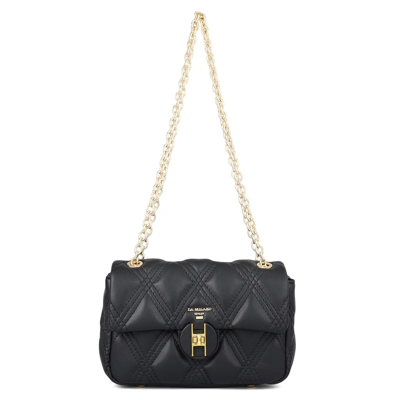 Da Milano Small Quilting Leather Shoulder Bag - Black